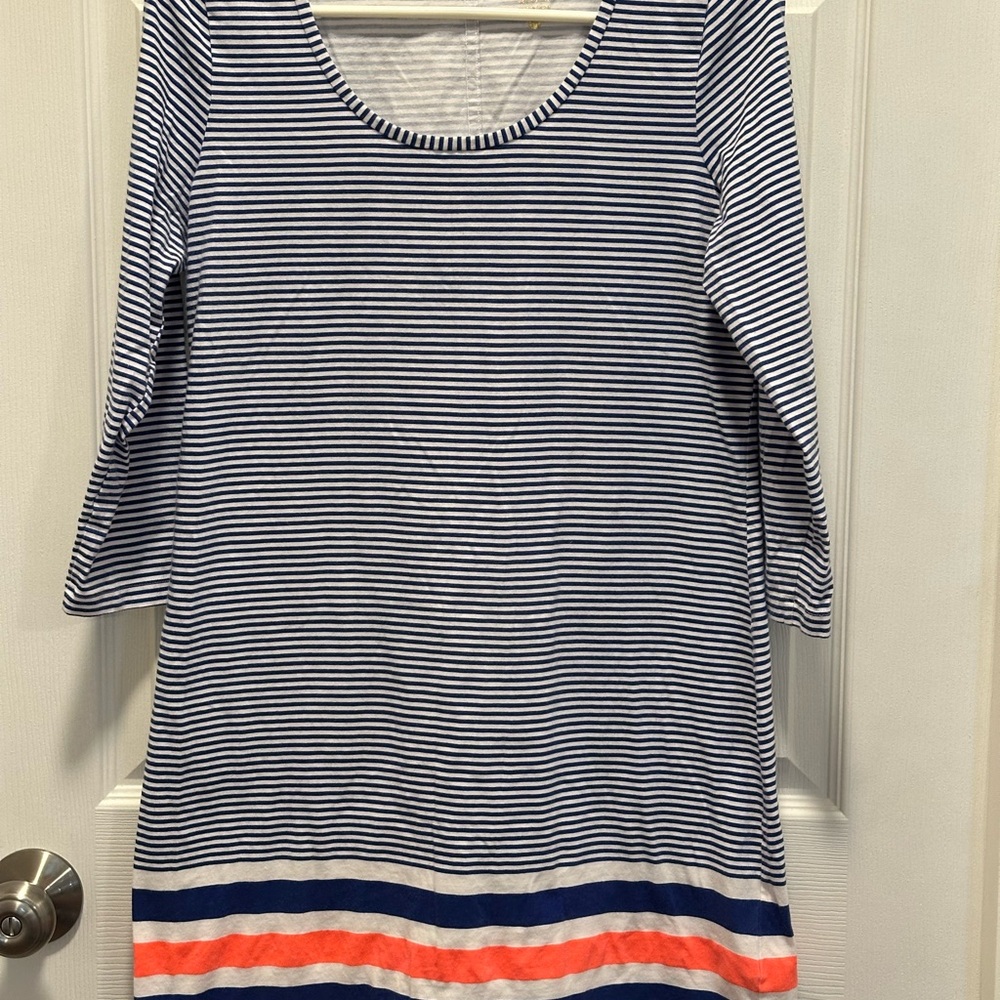 Lilly Pulitzer Dress Size Medium Striped Blue White Coral